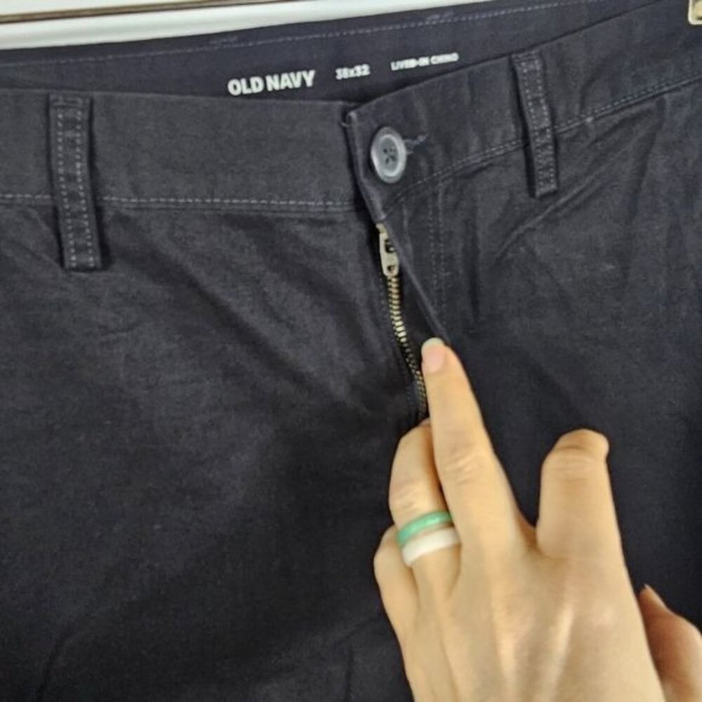 Old Navy Lived In Chino Pant Sz 38x32 Slim Black Cotton Business Casual Office - Picture 6 of 10